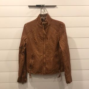 Big Chill Vintage Faux Leather Jacket in Tan